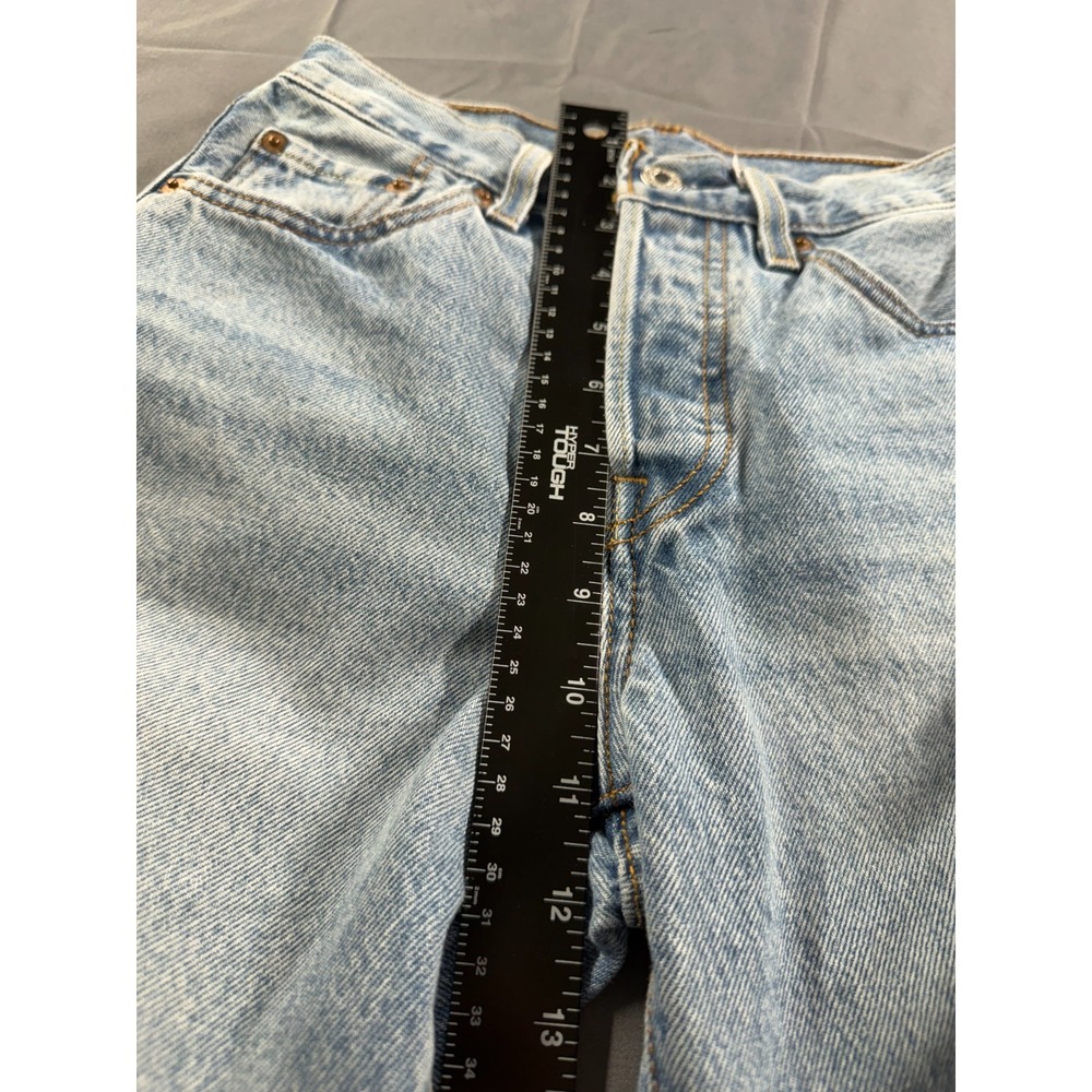 Levis 501 Womens Jeans W24 L30 Lt Wash Distressed Ripped Button Fly 100% Cotton - Picture 8 of 10
